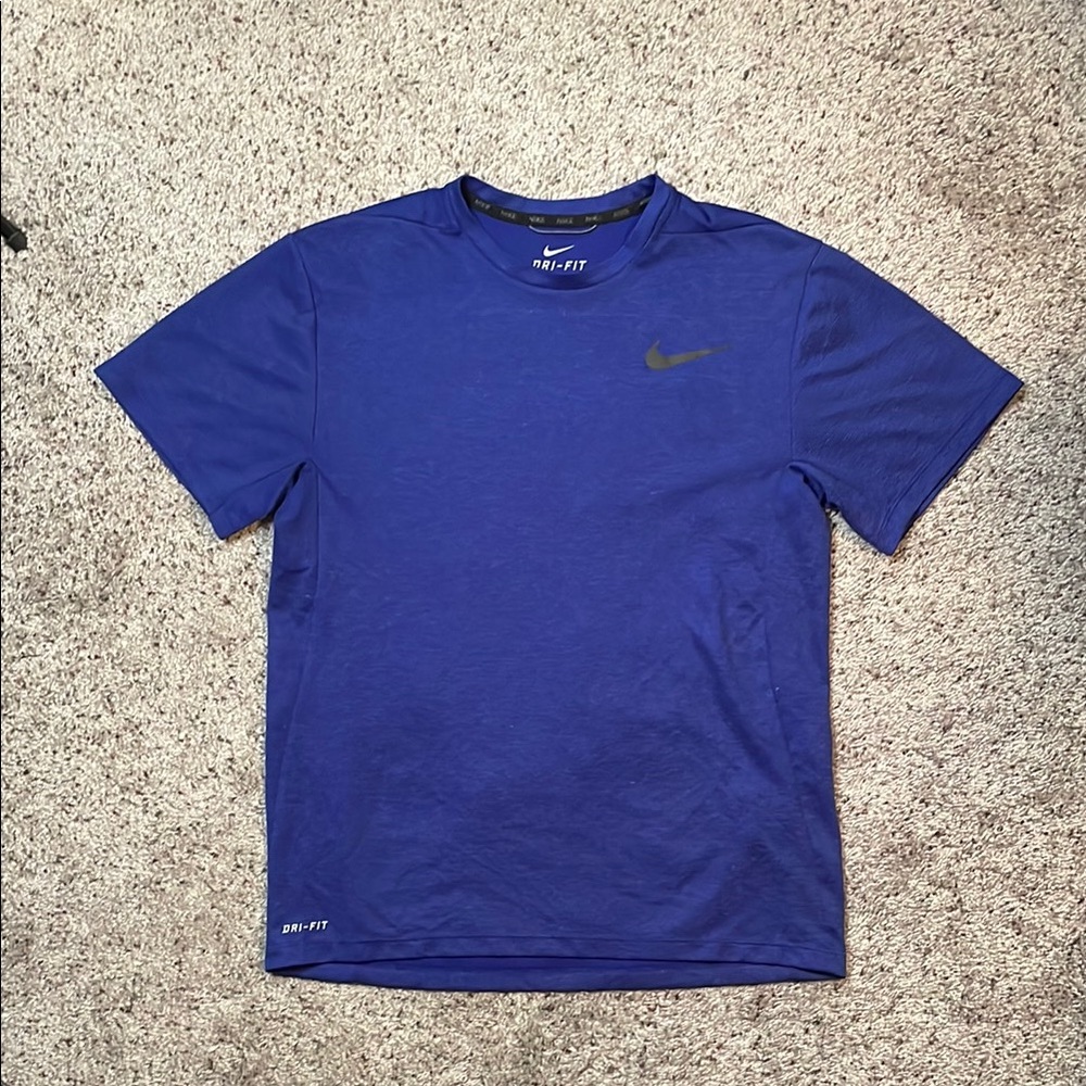Nike Dri Fit Blue Short Sleeve Athletic Shirt Size Medium